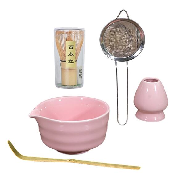 Queroig Other - Ceremony Matcha Kit with Bamboo Scoop, Whisk, Holder, Sifter, Chawan Ceramic Bow
